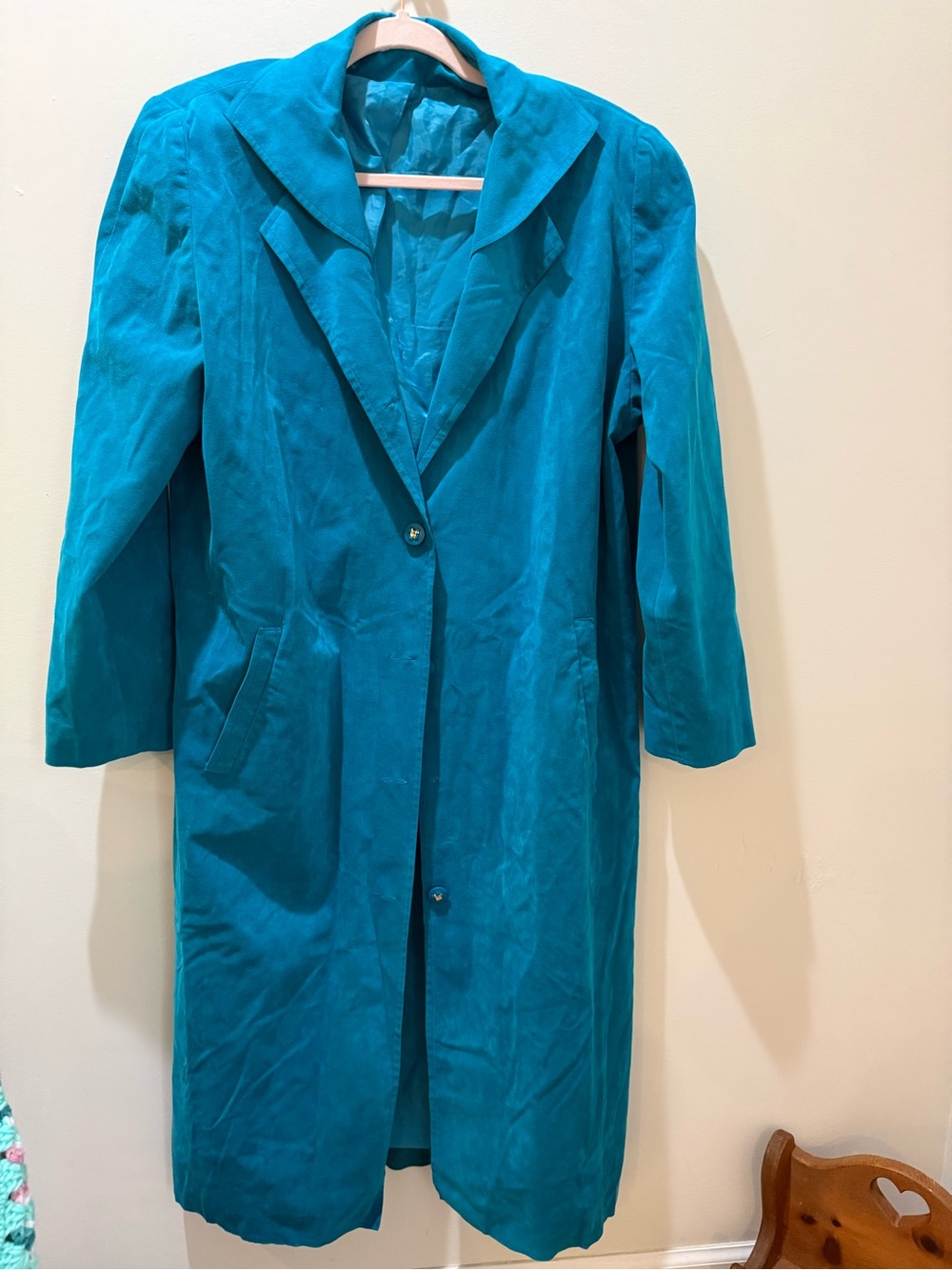Women’s Teal Longline Single-Button Coat